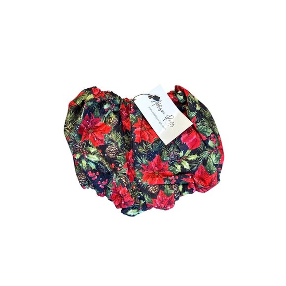 NWT Girls Christmas Poinsettia Print Dress & Bloomers Set 7/8 - Picture 8 of 9